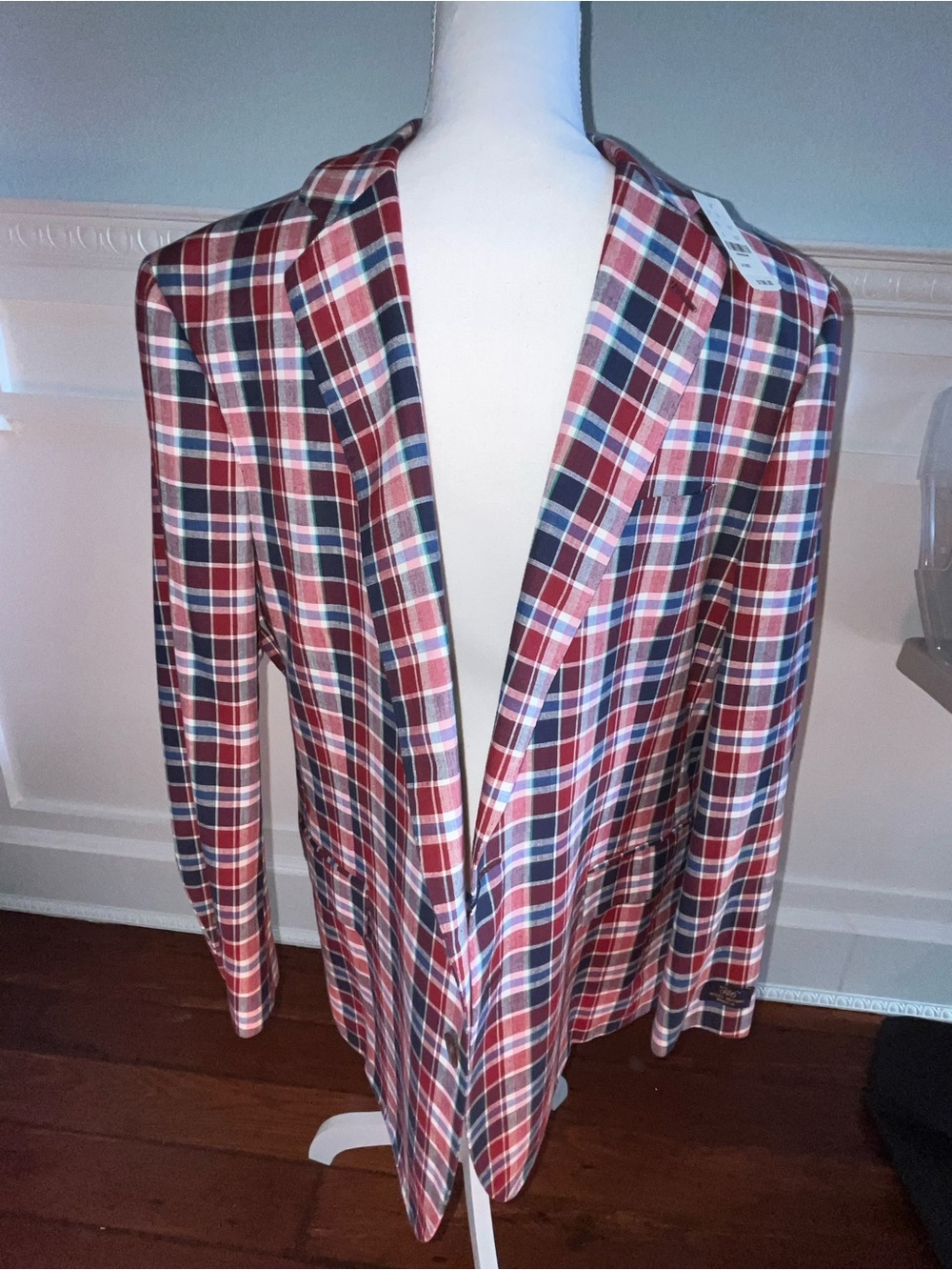 Brooks Brothers Red Plaid Sport Coat with Navy & White